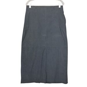 Sharagano Faux Suede‎ Maxi Skirt Womens 14 Black Pencil Straight Sit Pockets